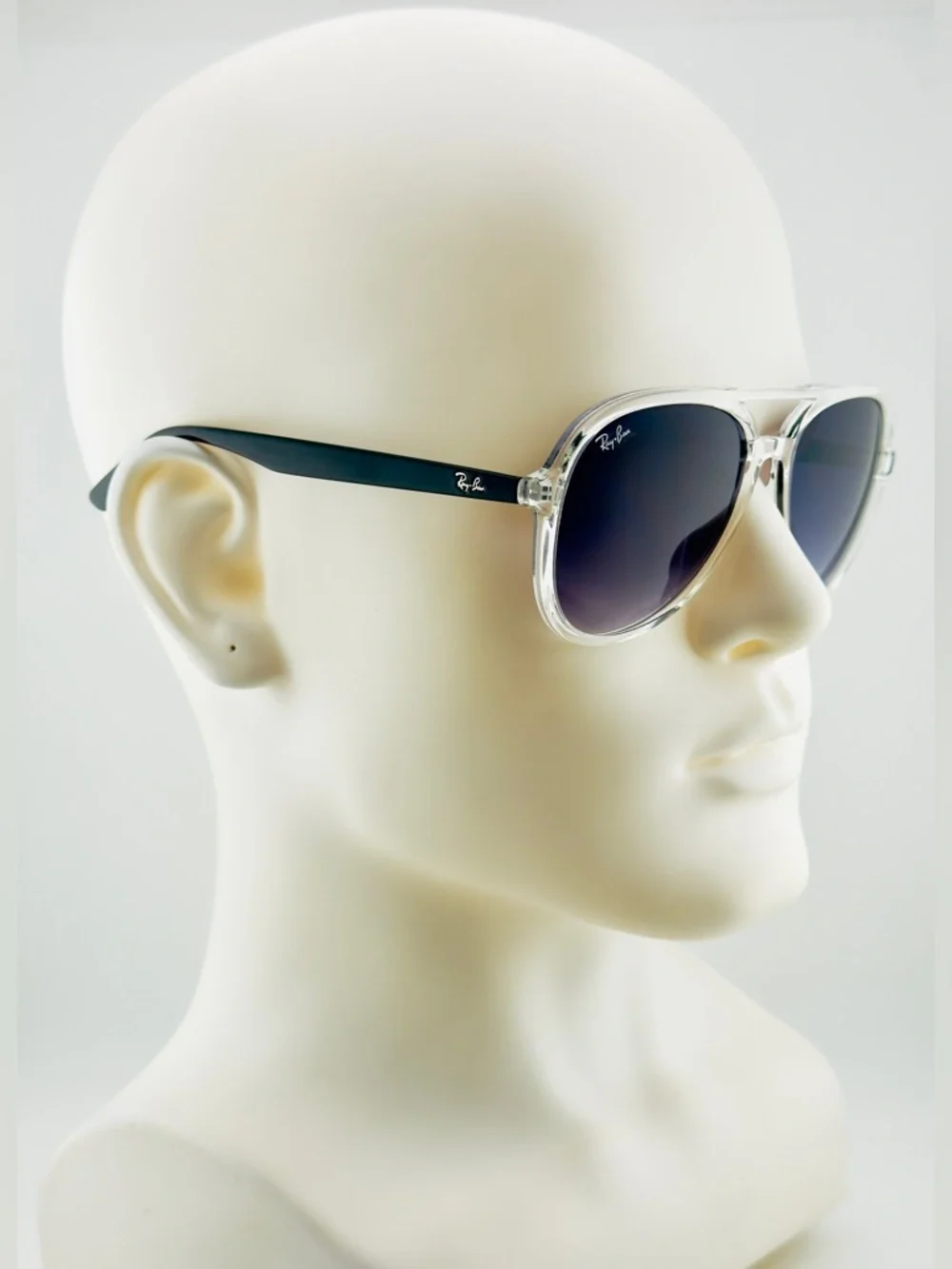 Ray-Ban Aviator Sunglasses RB4376 Transparent Frame with Gradient Dark Gray Lens - Picture 4 of 16